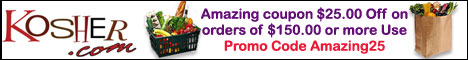 Shop Kosher.com $25 Off on orders of $150 or more Coupon Code Amazing25